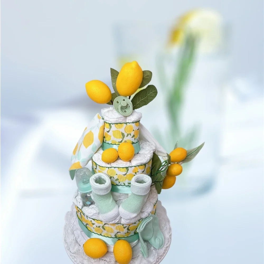 Lemon-Themed Diaper Cake, Baby Shower Gift